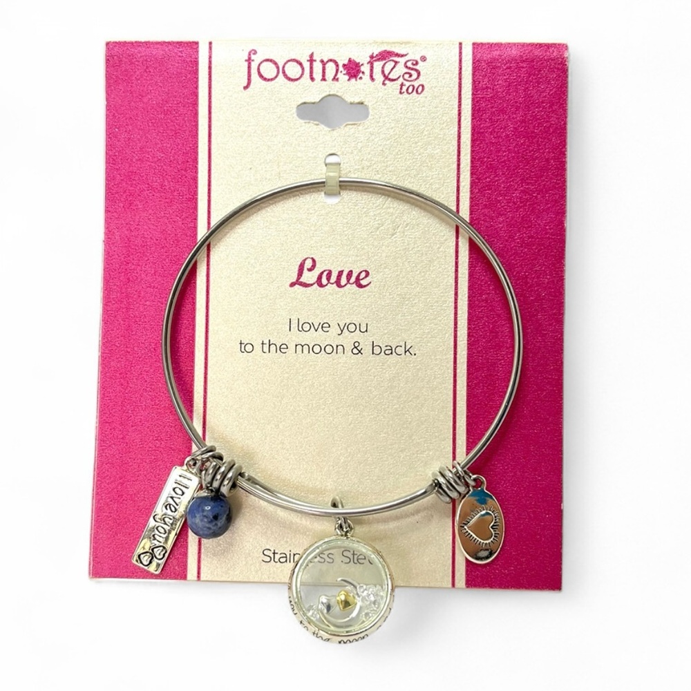 Y2K Charm Bracelet Stainless Steel Bangle Footnotes Too Love Girly New Feminine